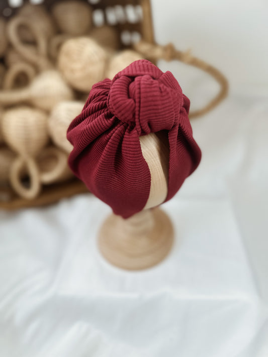 Baby-Turbanmütze geflochten bordeaux